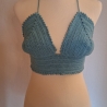 Crop Top Häkeltop Gs. M hellblau gehäkelt 