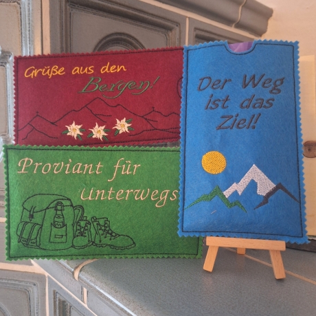 Stickdatei Schokohülle Wandern Bergsteigen Wegzehrung