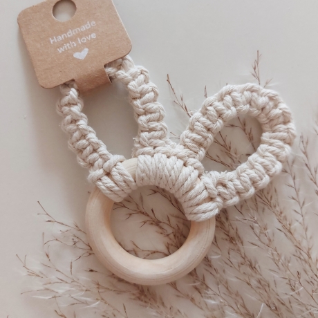 Greifring Beißring Greifling Hase Makramee