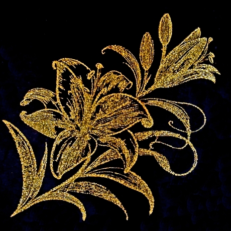 NEU Stickdatei Lilie gold realistisch für dunkle Stoffe