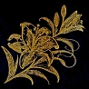 NEU Stickdatei Lilie gold realistisch für dunkle Stoffe