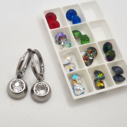 Ohrringe Creolen Edelstahl - Wechselohrringe Kristalle (651)