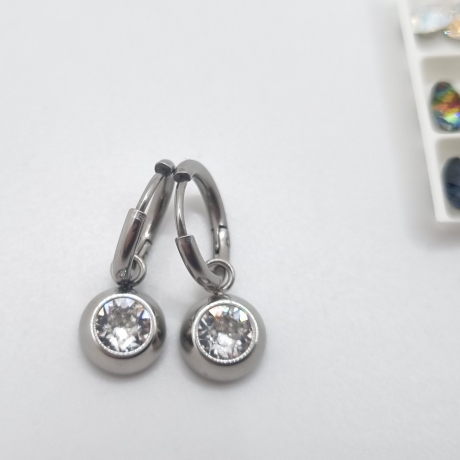Ohrringe Creolen Edelstahl - Wechselohrringe Kristalle (651)