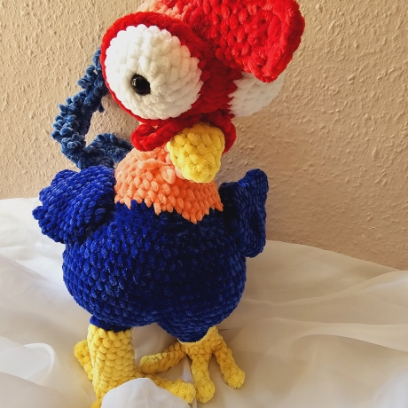 Hahn, Heihei crazy cock, Unikat,  ca. 43 cm, Amigurumi gehäkelt 