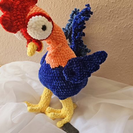 Hahn, Heihei crazy cock, Unikat,  ca. 43 cm, Amigurumi gehäkelt 
