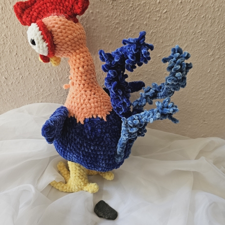 Hahn, Heihei crazy cock, Unikat,  ca. 43 cm, Amigurumi gehäkelt 