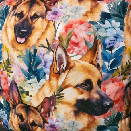 Handgefertigtes Designer Kissen Blütenhund