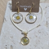 Blütenschmuckset mit echten Blüten aus Epoxidharz
