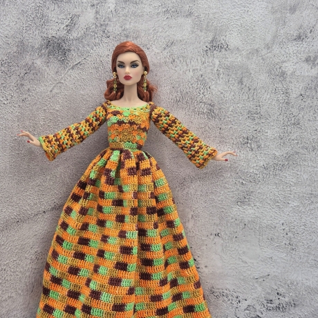 Kleid für Puppen (Barbie, Steffi), orange