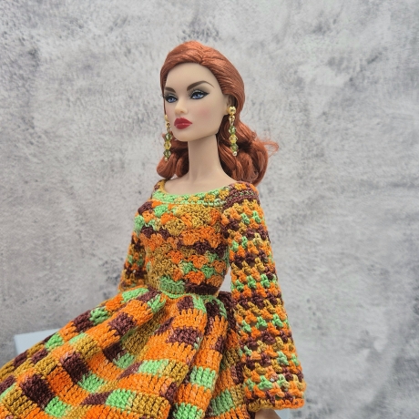 Kleid für Puppen (Barbie, Steffi), orange