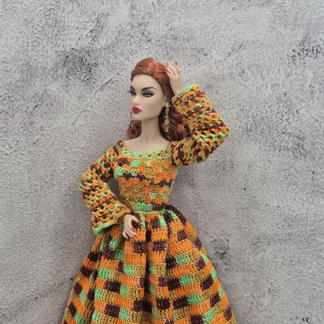 Kleid für Puppen (Barbie, Steffi), orange