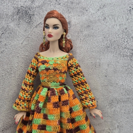 Kleid für Puppen (Barbie, Steffi), orange
