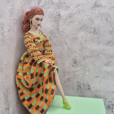 Kleid für Puppen (Barbie, Steffi), orange