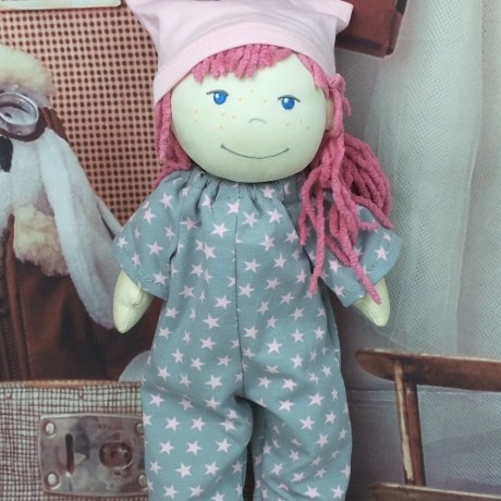 Kleidung Overall / Jumpsuit + Mütze passend für Puppen 30 cm Neu