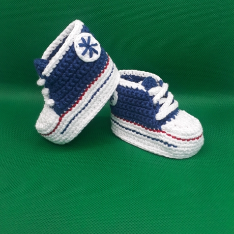 Baby-Schuhe, 0-3 Monate, Fußlänge EU 15 = 8.5 cm königsblau/weiß