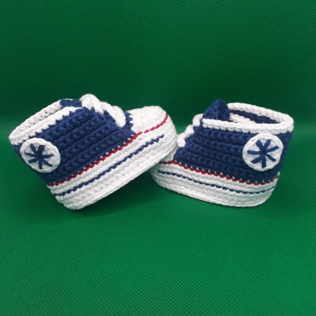 Baby-Schuhe, 0-3 Monate, Fußlänge EU 15 = 8.5 cm königsblau/weiß
