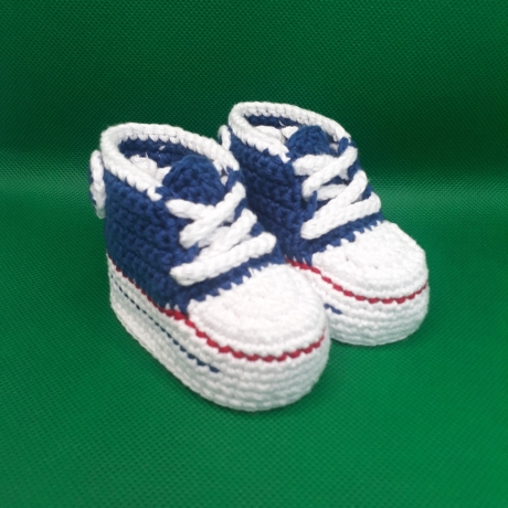 Baby-Schuhe, 0-3 Monate, Fußlänge EU 15 = 8.5 cm königsblau/weiß
