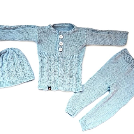 Baby Set 3 teilig in Eisblau und der Größe 68/74