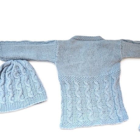 Baby Set 3 teilig in Eisblau und der Größe 68/74