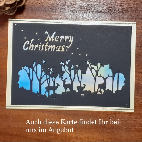 Weihnachtskarte frohe Weihnachten Grün-Metallic Gold Heilig Abend