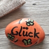 Handbemalter Glücksstein mit Jutesäckchen