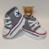 Baby-Schuhe, 3-6 Monate, Fußlänge EU 16 = 9.5 cm zinngrau/weiß   