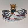 Baby-Schuhe, 3-6 Monate, Fußlänge EU 16 = 9.5 cm zinngrau/weiß   