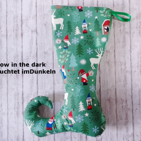 Elfen-/Nikolausstiefel Maxi Wichtel grün/glow 