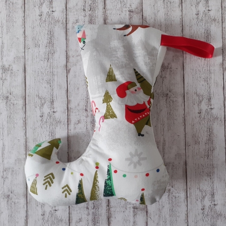 Elfen-/Nikolausstiefel Midi Santa hellgrau/weiß  