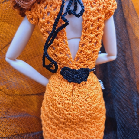 Halloween Kleid für Puppen (Barbie, Steffi), orange