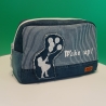 Upcycling Jeans Kulturtasche groß mit Motiv