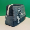 Upcycling Jeans Kulturtasche groß mit Motiv