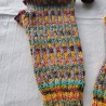 Handstulpen - Gr. S - gestrickt- beige/bunt- Daumensteg