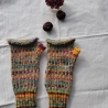 Handstulpen - Gr. S - gestrickt- beige/bunt- Daumensteg