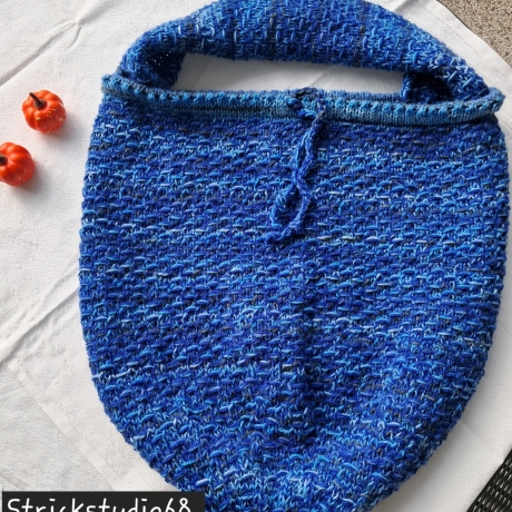 Beutel / Projektbeutel - gestrickt - blau - 