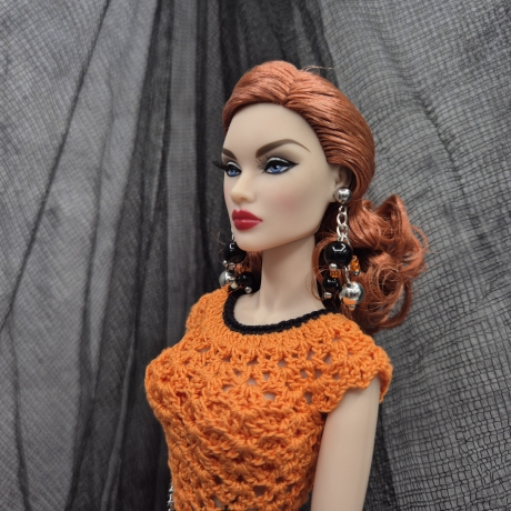 Halloween Kleid für Puppen (Barbie, Steffi), orange