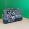 Upcycling Jeans Kulturtasche groß mit Motiv