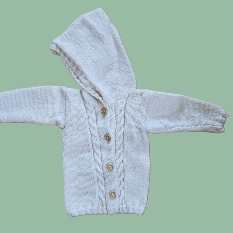 Strickjacke Baby Wollweiß in der Größe 80/86
