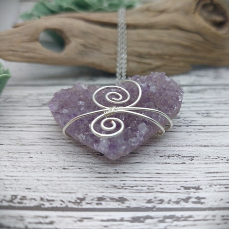 Amethyst Geode Herz Kette