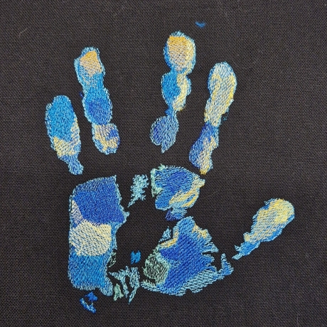 kunterbunte linke Hand - Teilstick - 14.51x16.62 cm