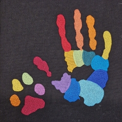 Regenbogen Farben - rechte Hand und Pfote - 17.70x18.37 cm