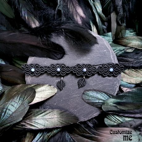 Makramee-Armband Opal-Edelstein ⛤ Floraler Hexenschmuck ⛤ Gothic