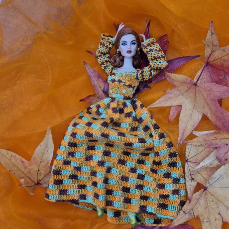 Kleid für Puppen (Barbie, Steffi), orange