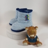 Baby-Schuhe, 0-3 Monate, Fußl: EU 15 = 8.5 cm hellblau/dunkelblau