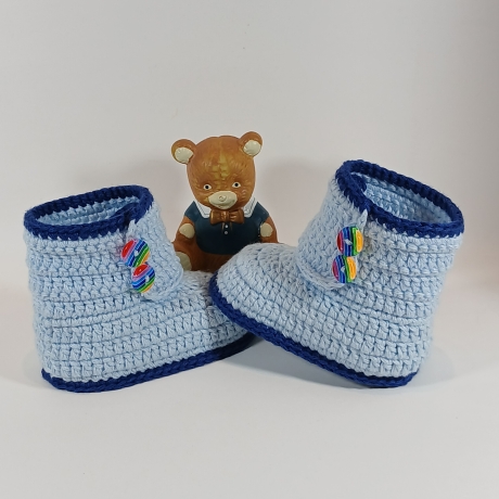 Baby-Schuhe, 0-3 Monate, Fußl: EU 15 = 8.5 cm hellblau/dunkelblau