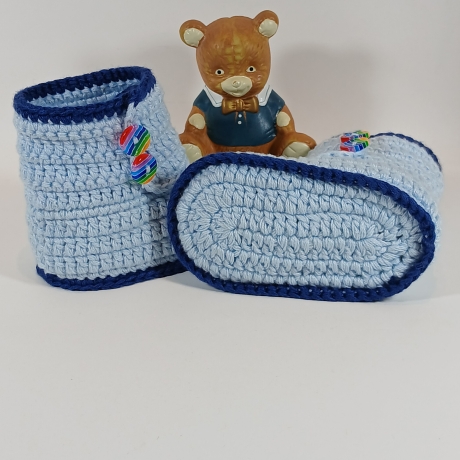 Baby-Schuhe, 0-3 Monate, Fußl: EU 15 = 8.5 cm hellblau/dunkelblau