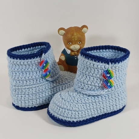 Baby-Schuhe, 0-3 Monate, Fußl: EU 15 = 8.5 cm hellblau/dunkelblau