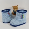 Baby-Schuhe, 0-3 Monate, Fußl: EU 15 = 8.5 cm hellblau/dunkelblau