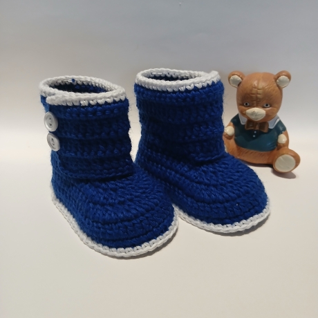 Baby-Schuhe, 0-3 Monate,  EU 15 bis 8.5 cm königsblau/weiß