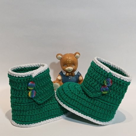 Baby-Schuhe, 0-3 Monate, Fußlänge EU 15 bis 8.5 cm grün/weiß